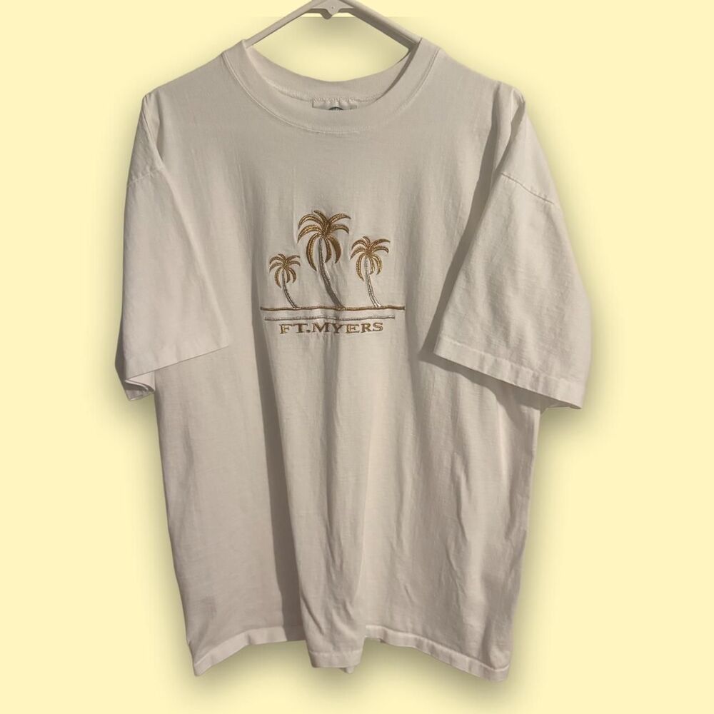 Earthly Concerns Shirt Mens XL White Ft Myers Palm Tree Single Stitch 1994 Tee
